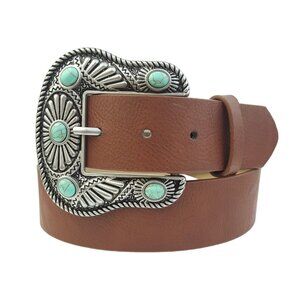 Western-Inspired Buckle Belt w. stones